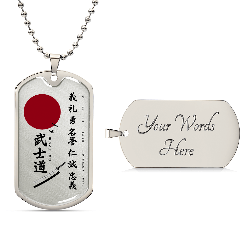 Samurai - The Seven Virtures Of Bushido 2 - Bushido - Katana - Ronin - Samurai Dog Tag - Military Ball Chain - Luxury Dog Tag