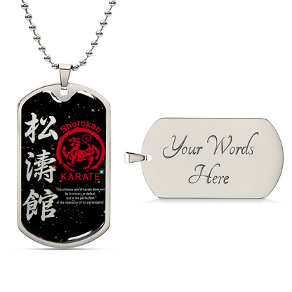 Karate - The Ultimate Aim Of Karate Does Not Lie In Victory Or Defeat - Shotokan Karate - Galaxy - Black Dog Tag - Karate Dog Tag - Military Ball Chain - Luxury Dog Tag