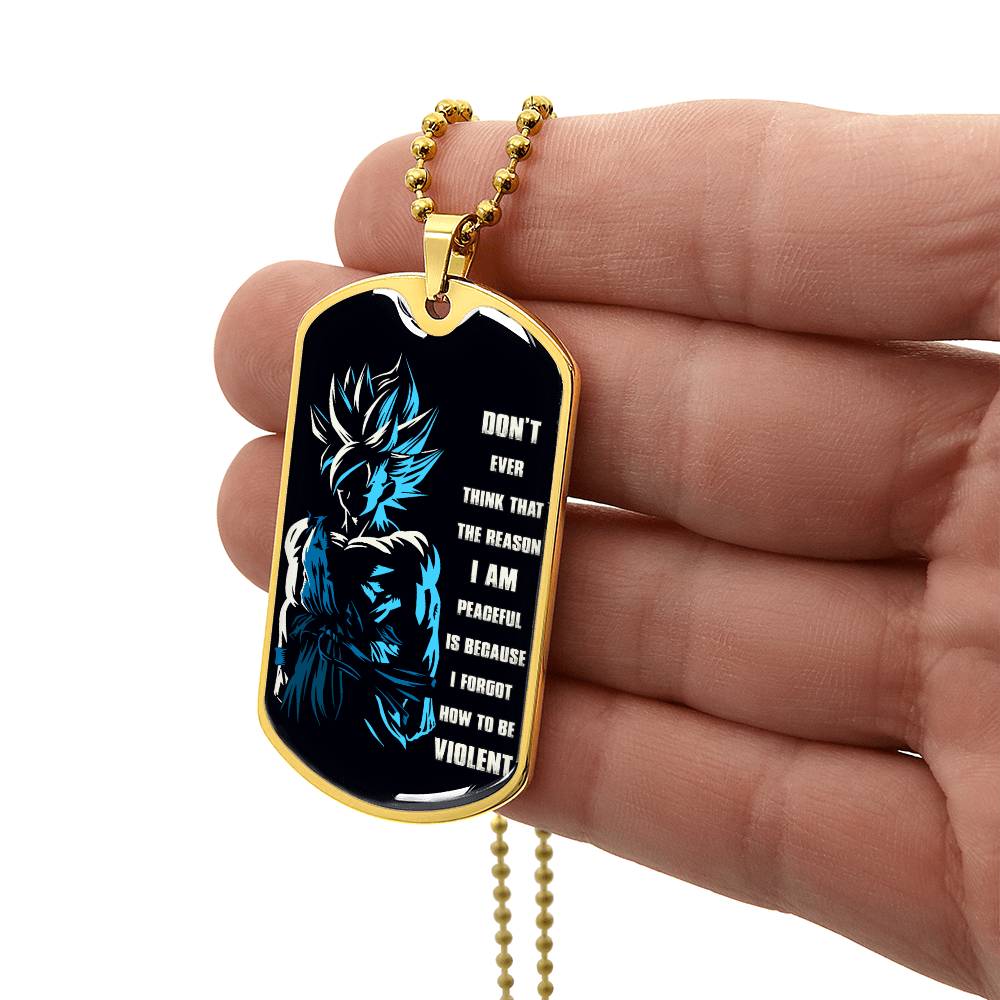 Dragon Ball - Don't Ever Think That The Reason - Goku - Black Dog Tag - Dragon Ball Dog Tag - Military Ball Chain - Luxury Dog Tag