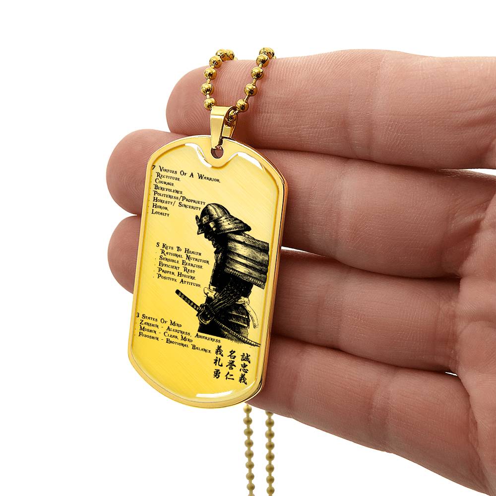 Samurai - 7 5 3 CODE - Bushido - Katana - Ronin - Samurai Dog Tag - Military Ball Chain - Luxury Dog Tag