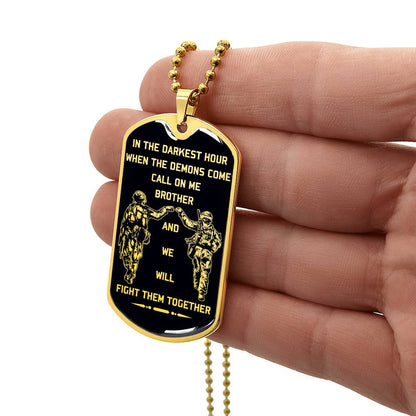 Soldier - Call On Me Brother - Army - Marine - Black Dog Tag - Soldier Dog Tag - Military Ball Chain - Luxury Dog Tag
