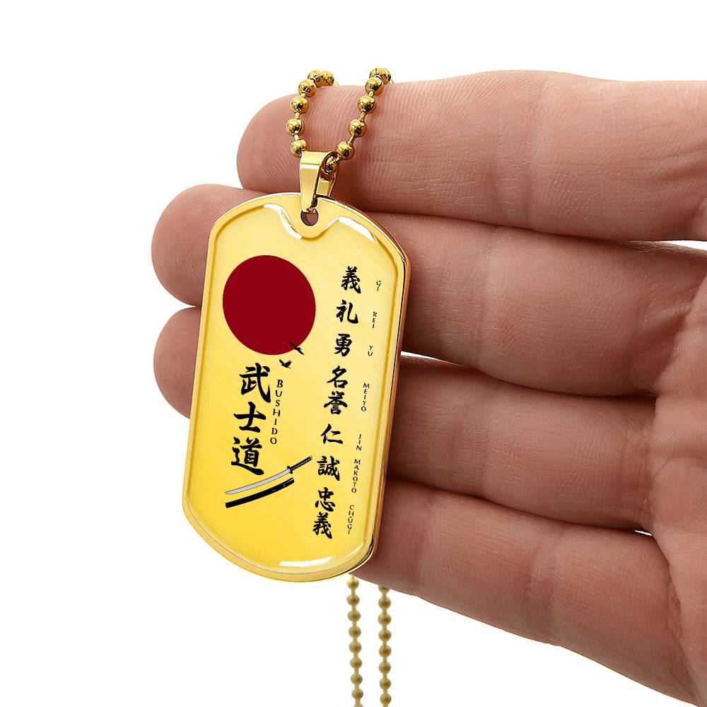 Samurai - The Seven Virtures Of Bushido 2 - Bushido - Katana - Ronin - Samurai Dog Tag - Military Ball Chain - Luxury Dog Tag