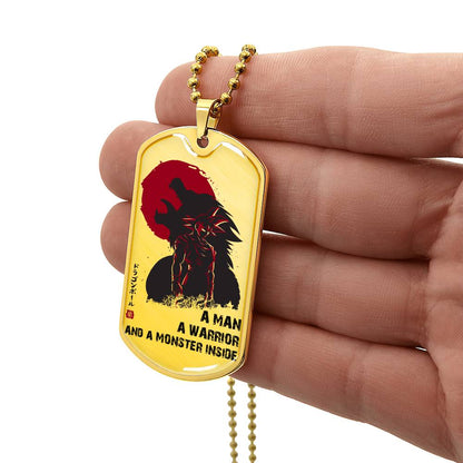 Dragon Ball - A Man - A Warrior - A Monster Inside - Goku - Dragon Ball Dog Tag - Military Ball Chain - Luxury Dog Tag