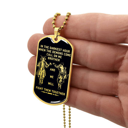 Samurai - Call On me Brother - Bushido - Katana - Ronin - Miyamoto Musashi - Black Dog Tag - Samurai Dog Tag - Military Ball Chain - Luxury Dog Tag