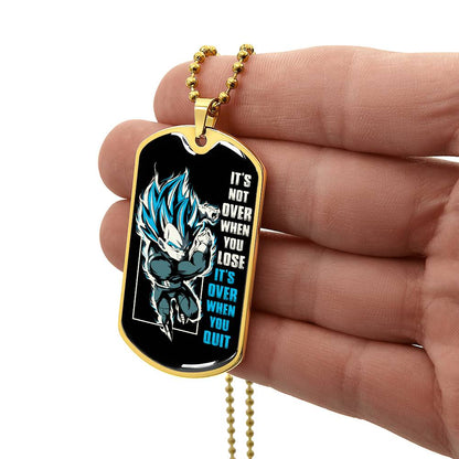 Dragon Ball - It's Not Over When You Lose - Vegeta - Supper Saiyan Blue - Black Dog Tag - Dragon Ball Dog Tag.png - Military Ball Chain - Luxury Dog Tag