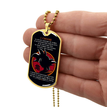 Dragon Ball - I Choose - Goku - Black Dog Tag - Dragon Ball Dog Tag - Military Ball Chain - Luxury Dog Tag