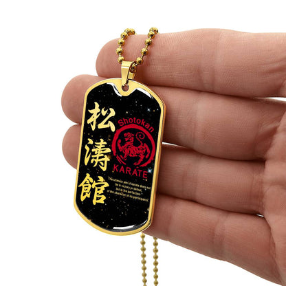 Karate - The Ultimate Aim Of Karate Does Not Lie In Victory Or Defeat - Shotokan Karate - Galaxy - Black Dog Tag - Karate Dog Tag - Military Ball Chain - Luxury Dog Tag