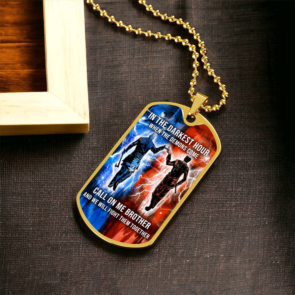 Viking - Call On Me Brother - Ragnar Lothbrok - Floki - Military Ball Chain - Luxury Dog Tag