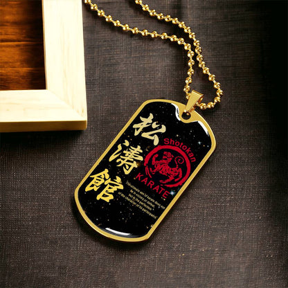 Karate - The Ultimate Aim Of Karate Does Not Lie In Victory Or Defeat - Shotokan Karate - Galaxy - Black Dog Tag - Karate Dog Tag - Military Ball Chain - Luxury Dog Tag