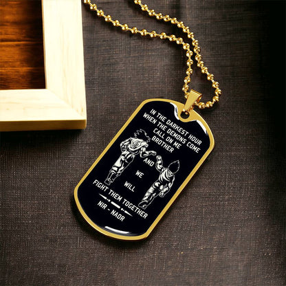 TAH3852 - Dragon Ball - Call On Me Brother - Goku - Vegeta - Black Dog Tag - Dragon Ball Dog Tag - Military Ball Chain - Luxury Dog Tag