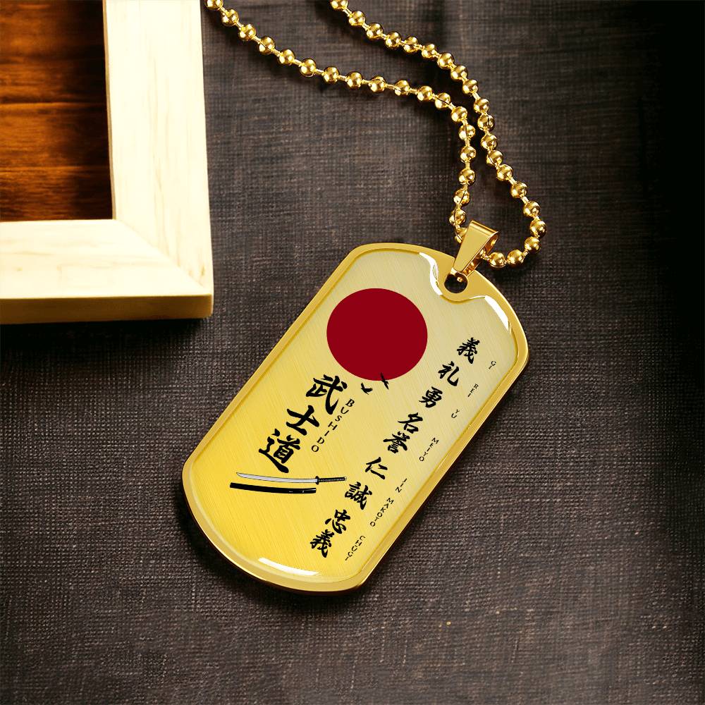Samurai - The Seven Virtures Of Bushido 2 - Bushido - Katana - Ronin - Samurai Dog Tag - Military Ball Chain - Luxury Dog Tag