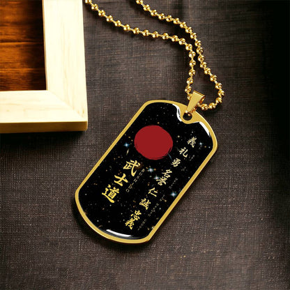 Samurai - The Seven Virtures Of Bushido - Bushido - Katana - Ronin - Galaxy - Black Dog Tag - Samurai Dog Tag - Military Ball Chain - Luxury Dog Tag