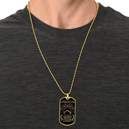 Warrior - Call On Me Brother - Sparta - Spartan - Galaxy - Black Dog Tag - Warrior Dog Tag - Military Ball Chain - Luxury Dog Tag