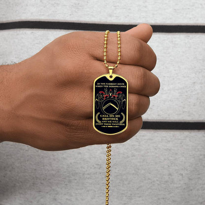 Warrior - Call On Me Brother - Sparta - Spartan - Black Dog Tag - Warrior Dog Tag - Military Ball Chain - Luxury Dog Tag