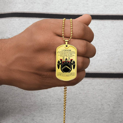 Warrior - I Choose - Sparta - Spartan - Warrior Dog Tag - Military Ball Chain - Luxury Dog Tag