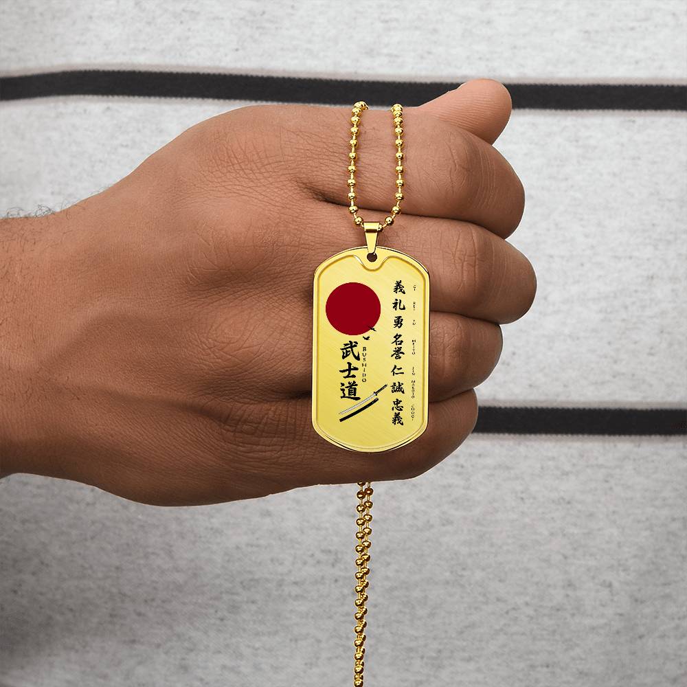 Samurai - The Seven Virtures Of Bushido 2 - Bushido - Katana - Ronin - Samurai Dog Tag - Military Ball Chain - Luxury Dog Tag