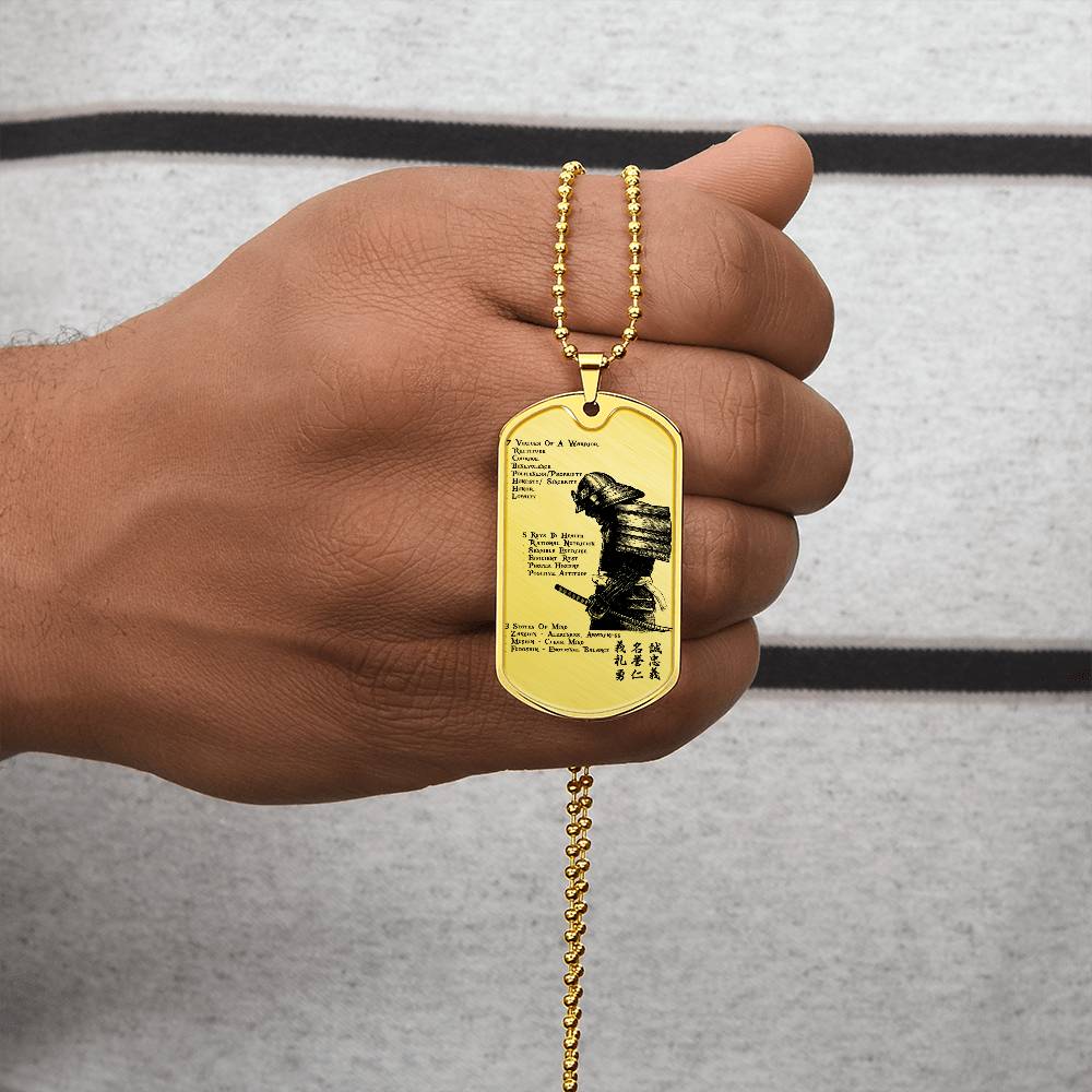 Samurai - 7 5 3 CODE - Bushido - Katana - Ronin - Samurai Dog Tag - Military Ball Chain - Luxury Dog Tag