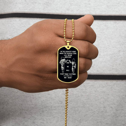 TAH3852 - Dragon Ball - Call On Me Brother - Goku - Vegeta - Black Dog Tag - Dragon Ball Dog Tag - Military Ball Chain - Luxury Dog Tag