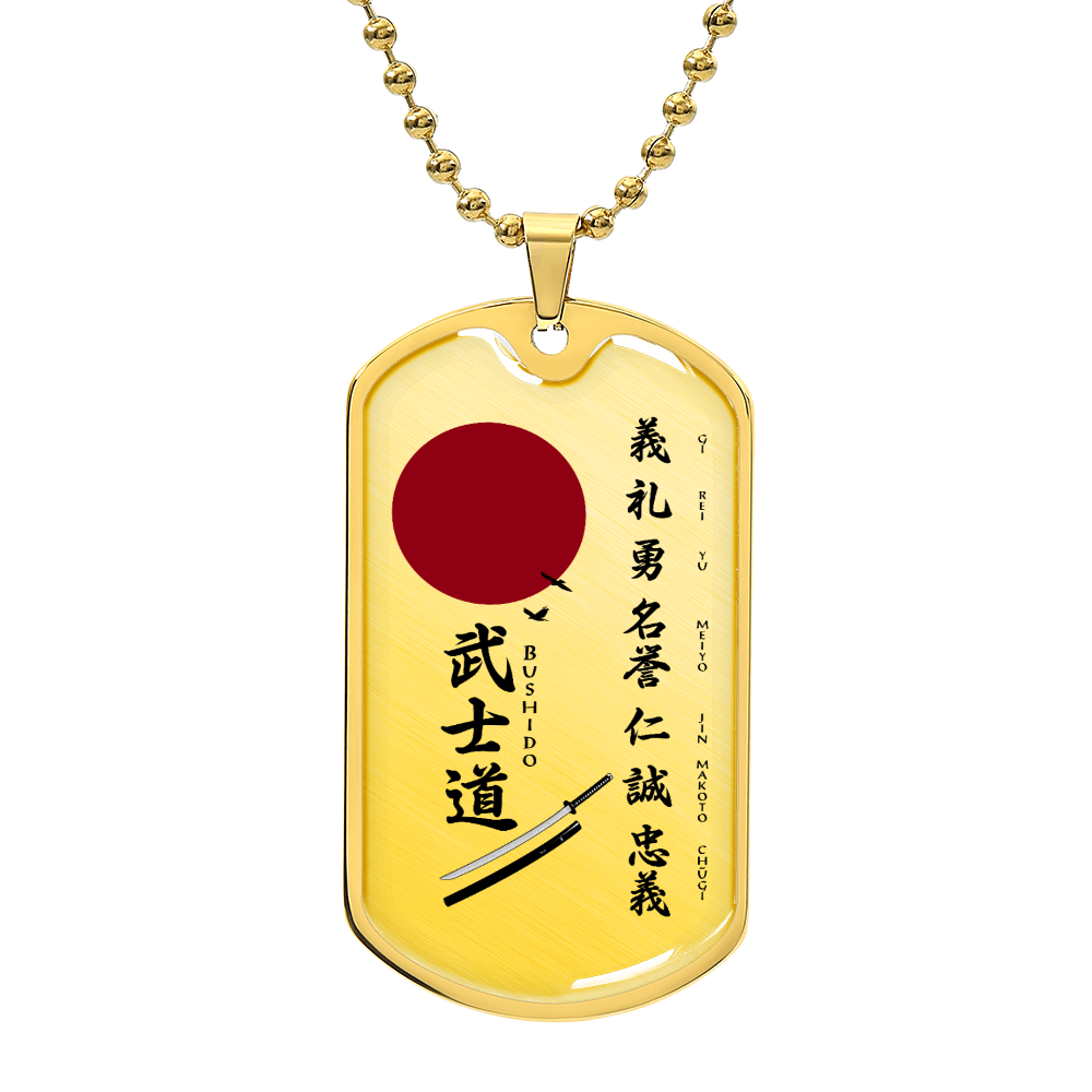 Samurai - The Seven Virtures Of Bushido 2 - Bushido - Katana - Ronin - Samurai Dog Tag - Military Ball Chain - Luxury Dog Tag