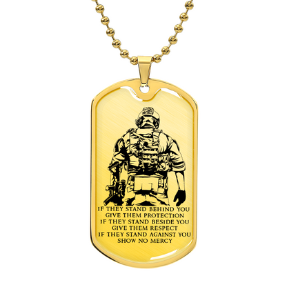 Soldier - IF - Show No Mercy - Army - Marine - Soldier Dog Tag - Military Ball Chain - Luxury Dog Tag