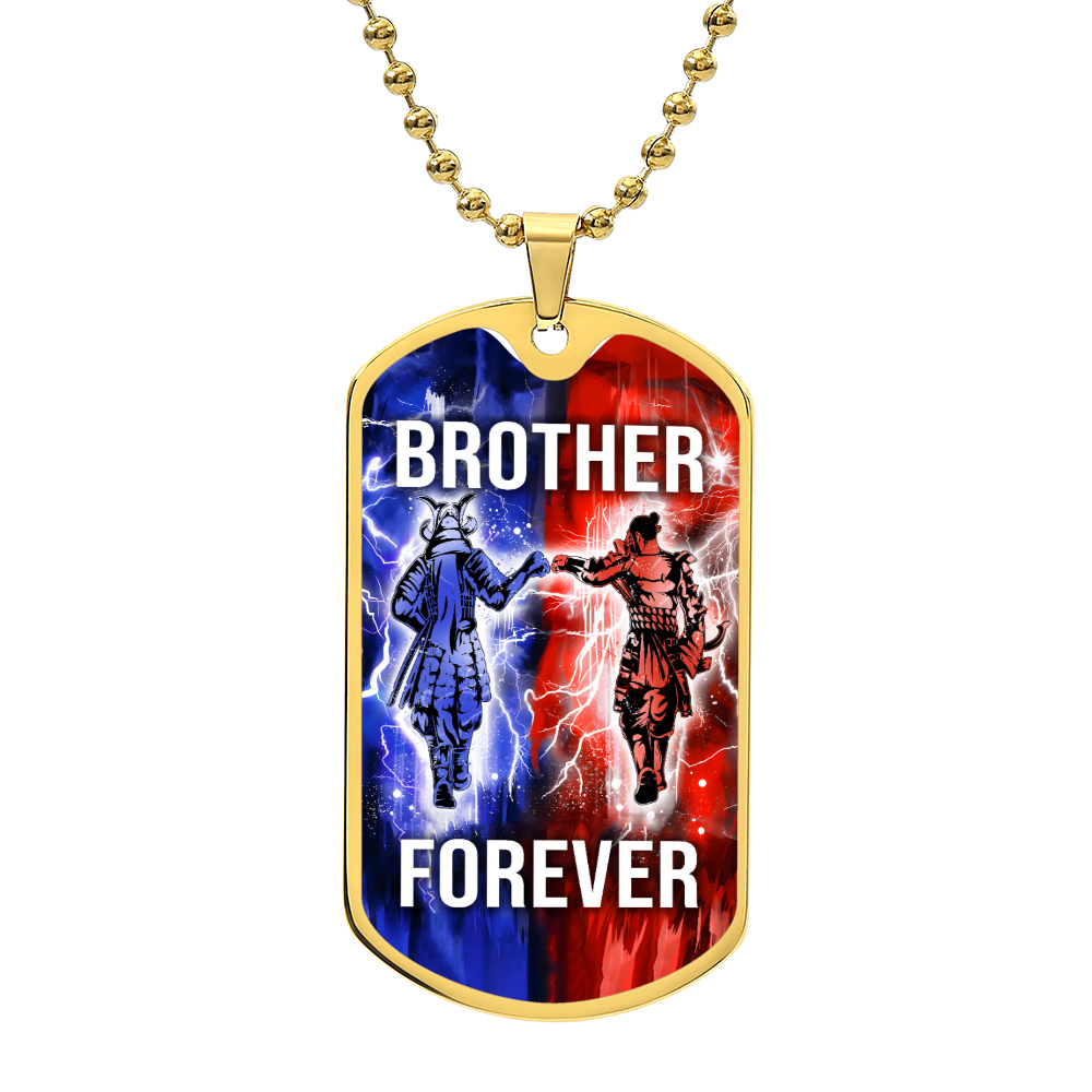Samurai - Brother Forever - Bushido - Katana - Ronin - Miyamoto Musashi - Military Ball Chain - Luxury Dog Tag