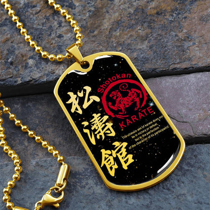 Karate - The Ultimate Aim Of Karate Does Not Lie In Victory Or Defeat - Shotokan Karate - Galaxy - Black Dog Tag - Karate Dog Tag - Military Ball Chain - Luxury Dog Tag