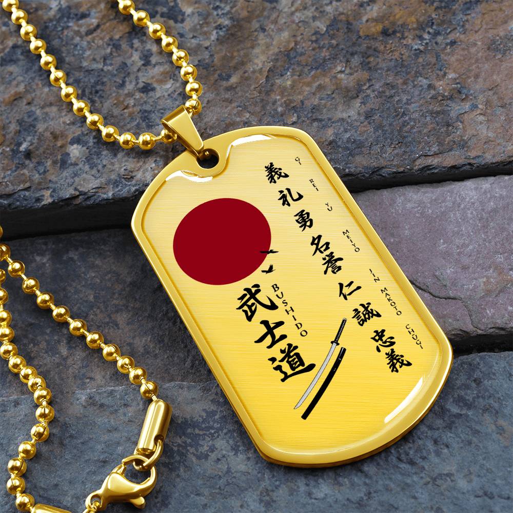 Samurai - The Seven Virtures Of Bushido 2 - Bushido - Katana - Ronin - Samurai Dog Tag - Military Ball Chain - Luxury Dog Tag