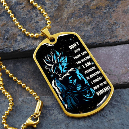 Dragon Ball - Don't Ever Think That The Reason - Goku - Galaxy - Black Dog Tag - Dragon Ball Dog Tag - Military Ball Chain - Luxury Dog Tag