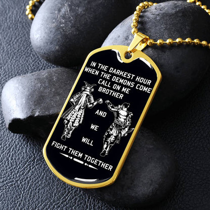Samurai - Call On me Brother - Bushido - Katana - Ronin - Miyamoto Musashi - Black Dog Tag - Samurai Dog Tag - Military Ball Chain - Luxury Dog Tag