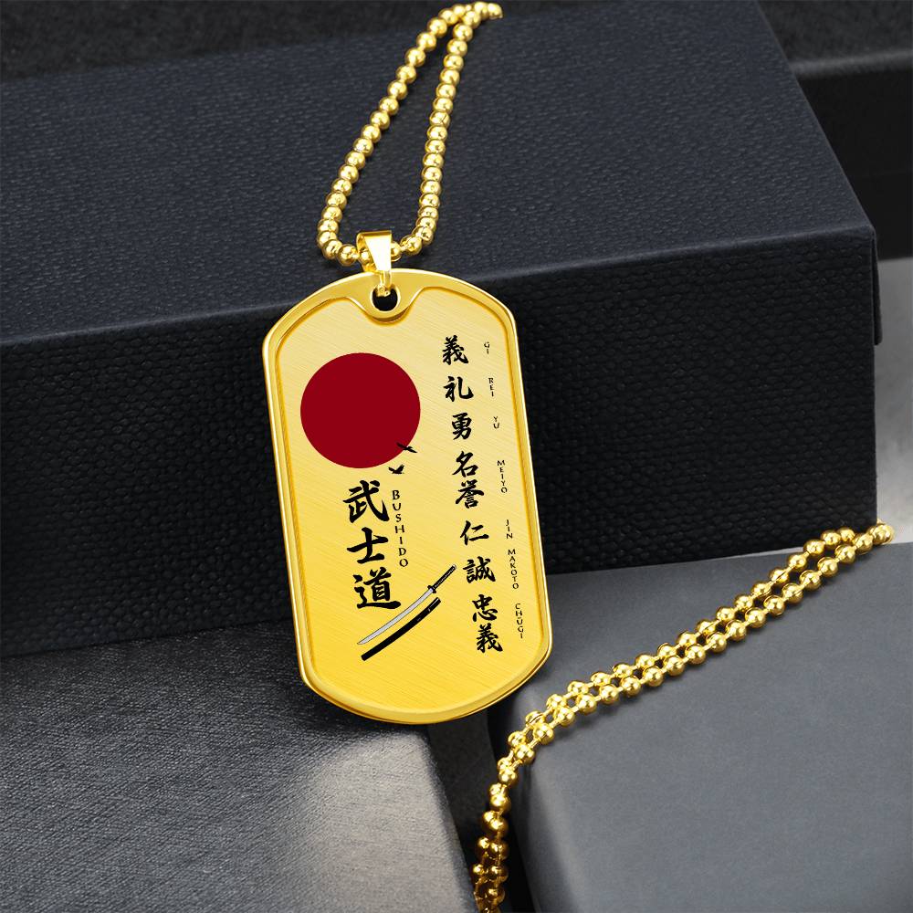 Samurai - The Seven Virtures Of Bushido 2 - Bushido - Katana - Ronin - Samurai Dog Tag - Military Ball Chain - Luxury Dog Tag