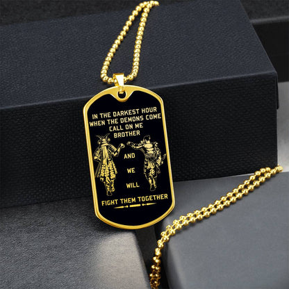 Samurai - Call On me Brother - Bushido - Katana - Ronin - Miyamoto Musashi - Black Dog Tag - Samurai Dog Tag - Military Ball Chain - Luxury Dog Tag