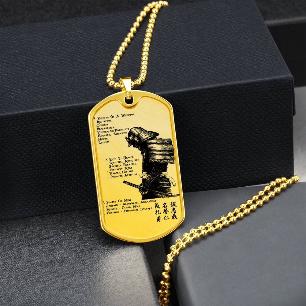 Samurai - 7 5 3 CODE - Bushido - Katana - Ronin - Samurai Dog Tag - Military Ball Chain - Luxury Dog Tag
