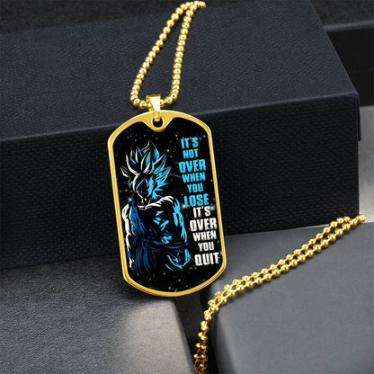 Dragon Ball - It's Not Over When You Lose - Goku - Supper Saiyan Blue - Galaxy - Black Dog Tag - Dragon Ball Dog Tag - Military Ball Chain - Luxury Dog Tag