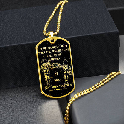 Dragon Ball - Call On Me Brother - Goku - Vegeta - Galaxy - Black Dog Tag - Dragon Ball Dog Tag - Military Ball Chain - Luxury Dog Tag