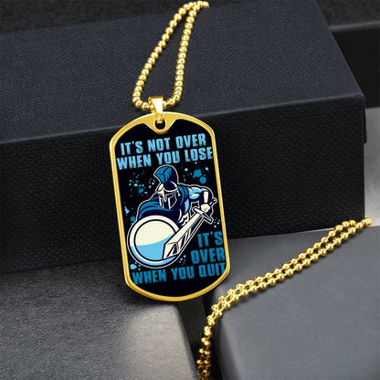 Warrior - It's not Over When You Lose - It's Over When You Quit - Sparta - Spartan - Black Dog Tag - Warrior Dog Tag - Military Ball Chain - Luxury Dog Tag