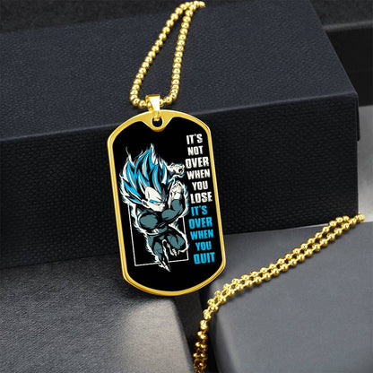 Dragon Ball - It's Not Over When You Lose - Vegeta - Supper Saiyan Blue - Black Dog Tag - Dragon Ball Dog Tag.png - Military Ball Chain - Luxury Dog Tag