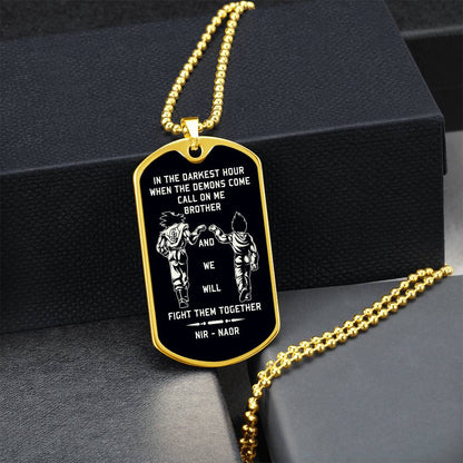 TAH3852 - Dragon Ball - Call On Me Brother - Goku - Vegeta - Black Dog Tag - Dragon Ball Dog Tag - Military Ball Chain - Luxury Dog Tag