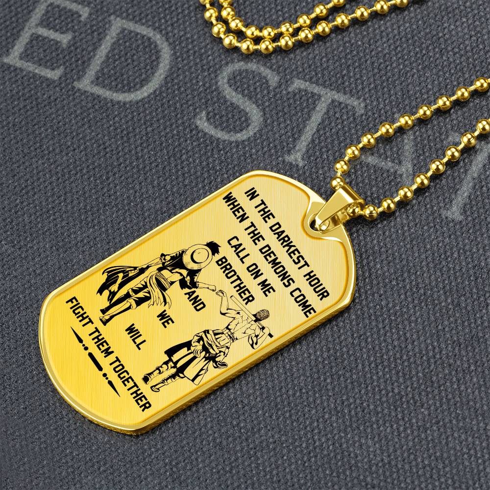 One Piece - Call On Me Brother - Monkey D. Luffy - Roronoa Zoro - One Piece Dog Tag - Military Ball Chain - Luxury Dog Tag