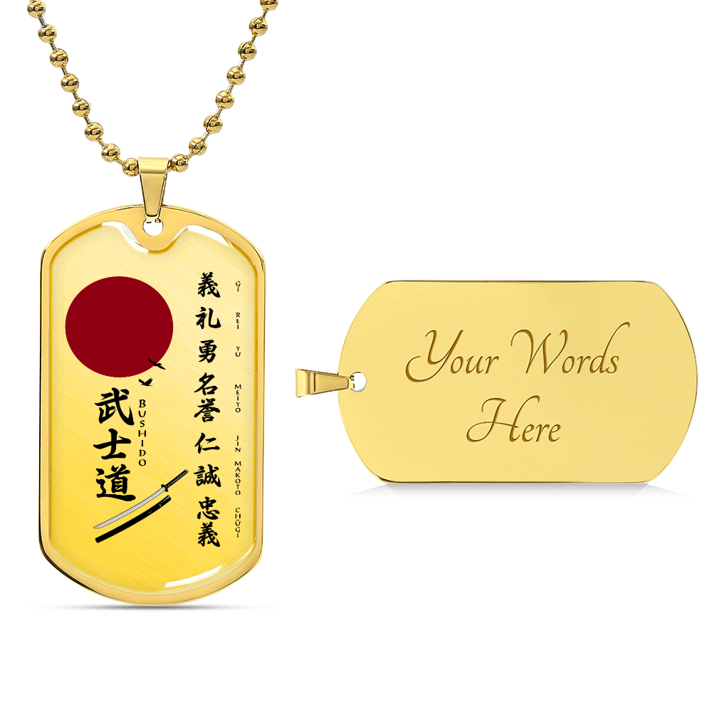 Samurai - The Seven Virtures Of Bushido 2 - Bushido - Katana - Ronin - Samurai Dog Tag - Military Ball Chain - Luxury Dog Tag