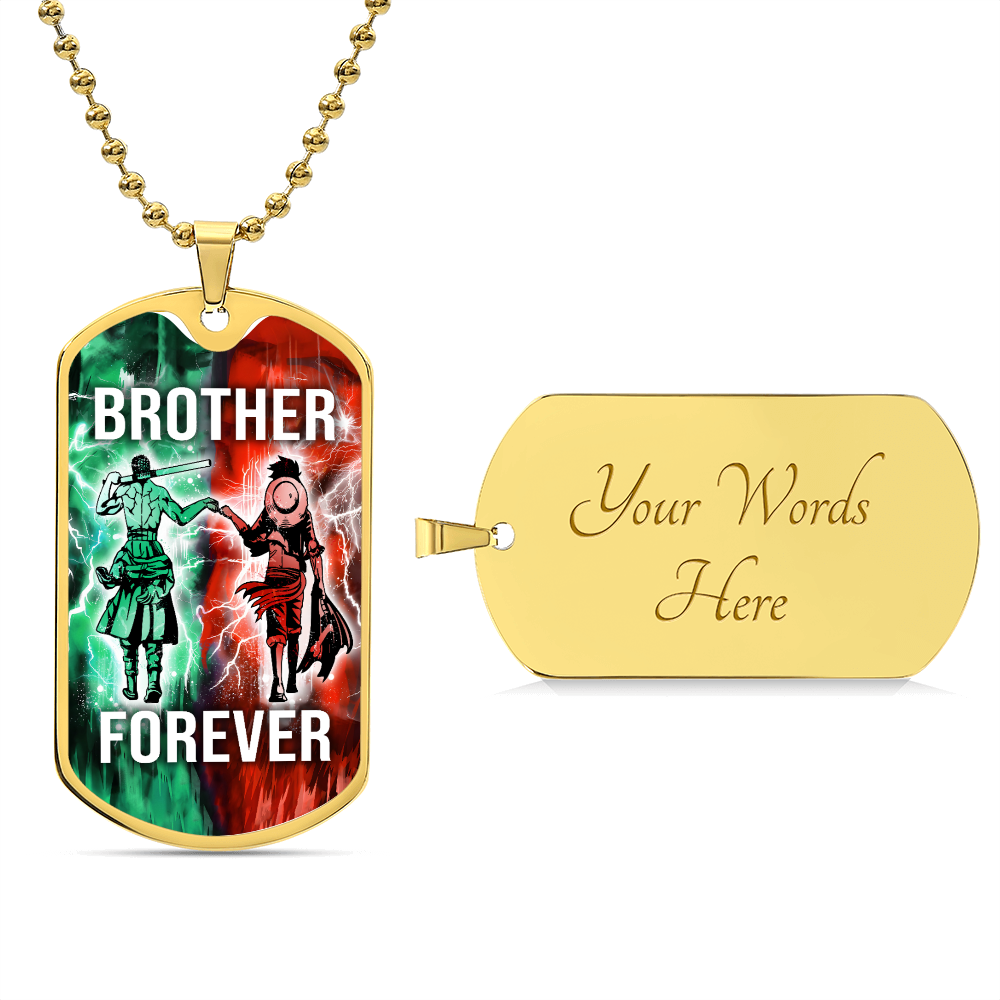 One Piece - Brother Forever - Monkey D. Luffy - Roronoa Zoro - Military Ball Chain - Luxury Dog Tag