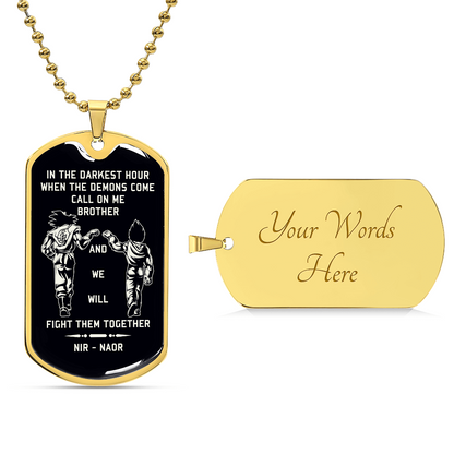 TAH3852 - Dragon Ball - Call On Me Brother - Goku - Vegeta - Black Dog Tag - Dragon Ball Dog Tag - Military Ball Chain - Luxury Dog Tag