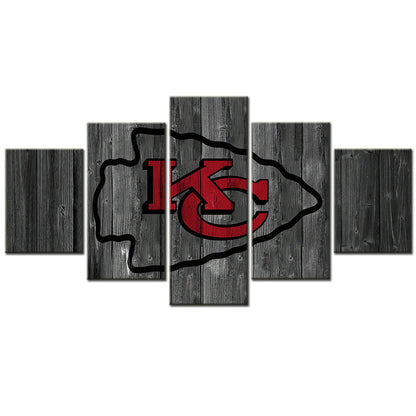 American Football - 5 Pieces Wall Art - AF5096 - Kansas City Chiefs Emblem - NFL Football - American Football Poster - American Football Canvas