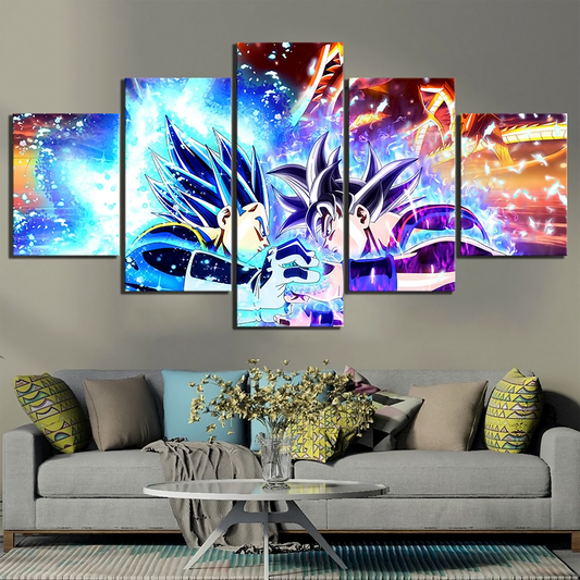 Dragon Ball - 5 Pieces Wall Art - Shenlong - Goku - Vegeta - Super Saiyan Blue - Mastered Ultra Instinct - Dragon Ball Poster - Dragon Ball Canvas
