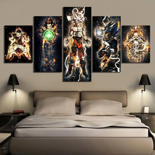 Dragon Ball - 5 Pieces Wall Art - Gohan - Androi 17 - Goku - Vegeta - Frieza - Dragon Ball Poster - Dragon Ball Canvas