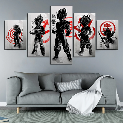 Dragon Ball - 5 Pieces Wall Art - Trunks - Vegeta - Goku - Gohan - Kid Goku - Dragon Ball Poster - Dragon Ball Canvas