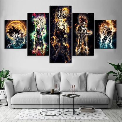 Dragon Ball - 5 Pieces Wall Art - Kid Goku - Gohan - Goku - Vegeta - Vegeto - Dragon Ball Poster - Dragon Ball Canvas