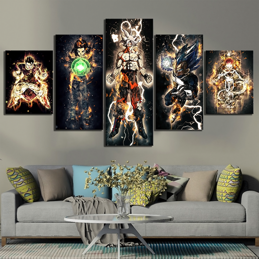 Dragon Ball - 5 Pieces Wall Art - Gohan - Androi 17 - Goku - Vegeta - Frieza - Dragon Ball Poster - Dragon Ball Canvas