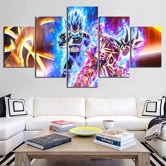 Dragon Ball - 5 Pieces Wall Art - Goku - Vegeta - Super Saiyan Blue - Mastered Ultra Instinct - Dragon Ball Poster - Dragon Ball Canvas