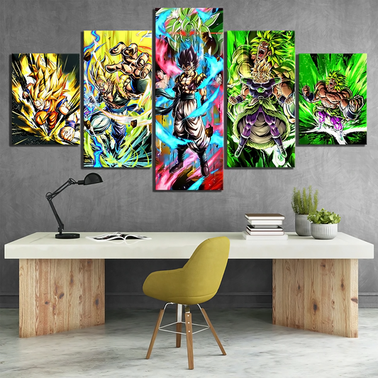 Dragon Ball - 5 Pieces Wall Art - Goku - Vegeto - Super Saiyan 10 - Broly - Dragon Ball Poster - Dragon Ball Canvas