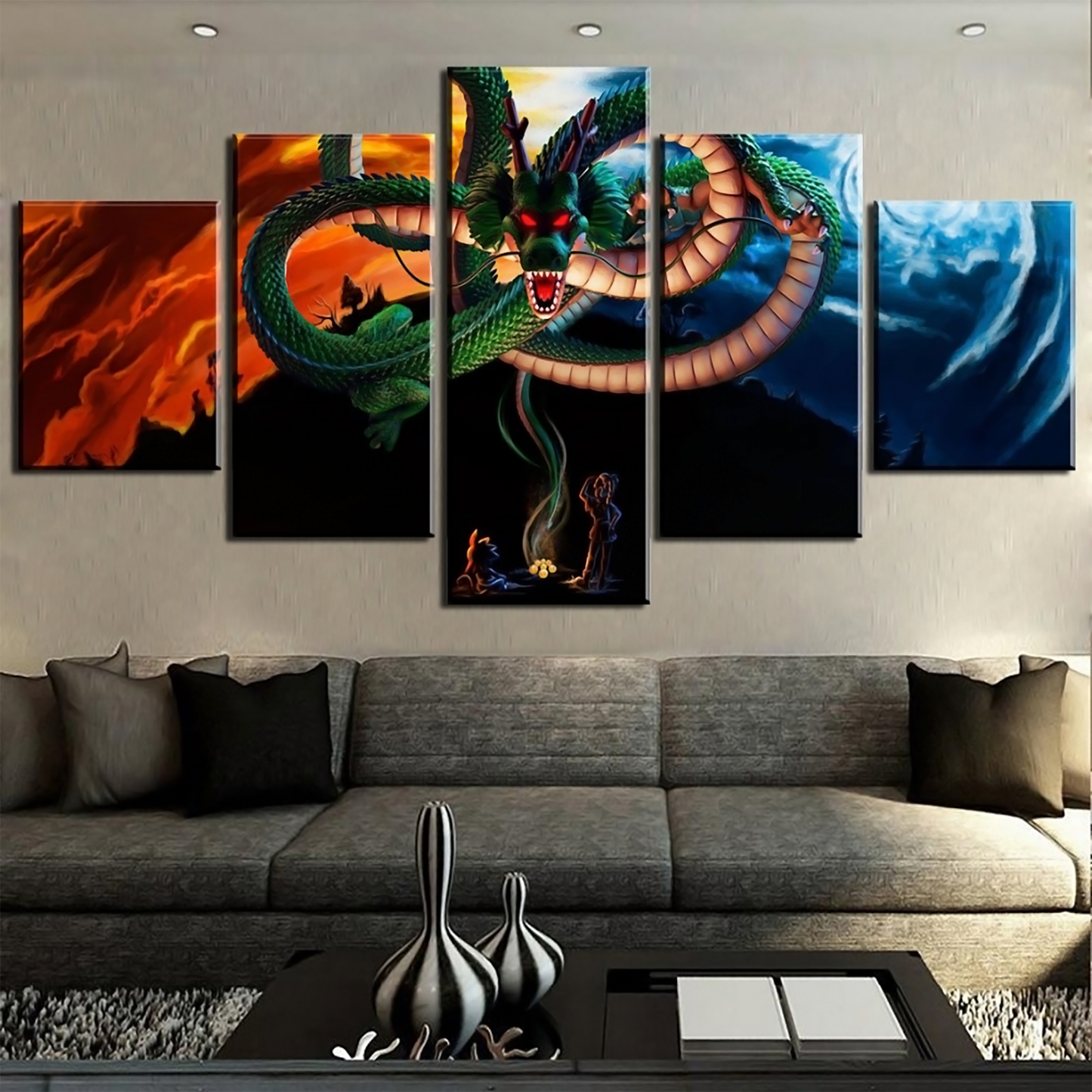 Dragon Ball - 5 Pieces Wall Art - Goku - Bulma - Shenlong - Dragon Ball Poster - Dragon Ball Canvas